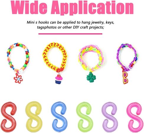 Hocansen S Clips Rubber Band 11mm Bracelet Loom Clips Plastic Connectors for DIY Bracelet Making-Refill Kit（Colorful/SG） in Kuwait