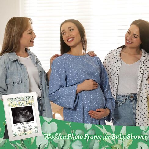 إطارات الصور بالموجات فوق الصوتية من TOQI، ألعاب استحمام الطفل توقع رسالة من الحب الخشبي، إطار صورة Sonogram باللون الأخضر الذهبي وأوراق الأوكالبتوس الخضراء in Kuwait