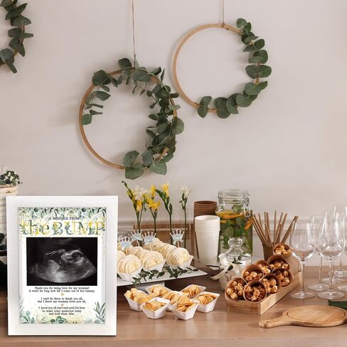 إطارات الصور بالموجات فوق الصوتية من TOQI، ألعاب استحمام الطفل توقع رسالة من الحب الخشبي، إطار صورة Sonogram باللون الأخضر الذهبي وأوراق الأوكالبتوس الخضراء in Kuwait