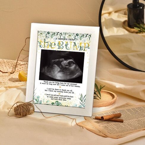 إطارات الصور بالموجات فوق الصوتية من TOQI، ألعاب استحمام الطفل توقع رسالة من الحب الخشبي، إطار صورة Sonogram باللون الأخضر الذهبي وأوراق الأوكالبتوس الخضراء in Kuwait