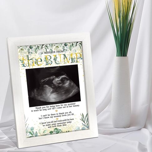 إطارات الصور بالموجات فوق الصوتية من TOQI، ألعاب استحمام الطفل توقع رسالة من الحب الخشبي، إطار صورة Sonogram باللون الأخضر الذهبي وأوراق الأوكالبتوس الخضراء in Kuwait