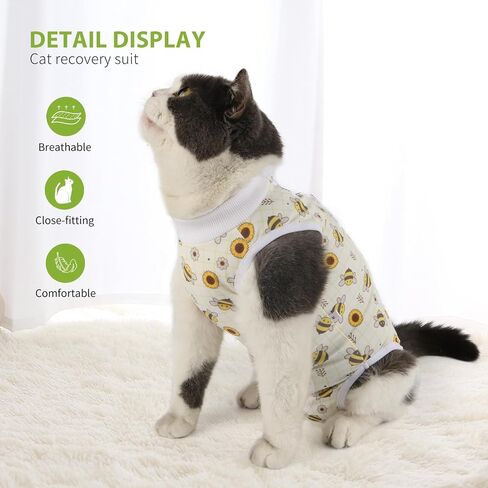 2 Packs Cat Surgery Recovery Suit Surgical Clothes Abdominal Wounds Anti-Licking Cat Bodysuit Onesie Substitute E-Collar& Cone in Saudi Arabia