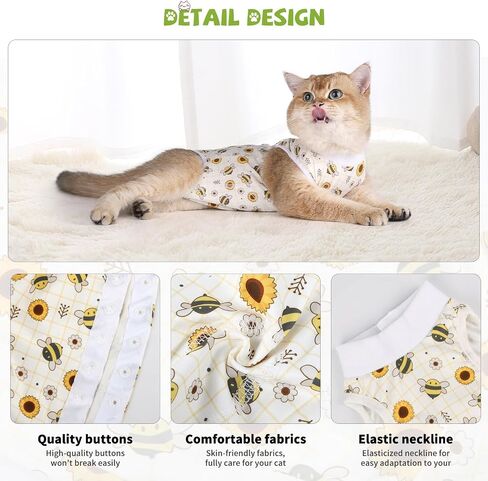 2 Packs Cat Surgery Recovery Suit Surgical Clothes Abdominal Wounds Anti-Licking Cat Bodysuit Onesie Substitute E-Collar& Cone in Saudi Arabia