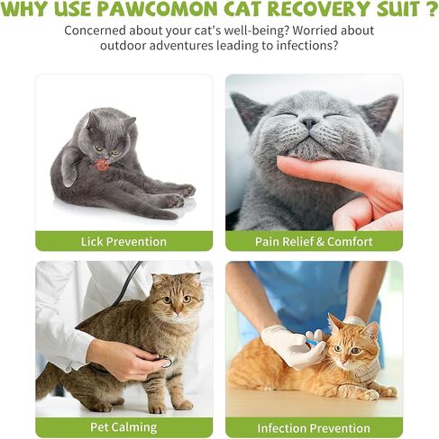 2 Packs Cat Surgery Recovery Suit Surgical Clothes Abdominal Wounds Anti-Licking Cat Bodysuit Onesie Substitute E-Collar& Cone in Saudi Arabia