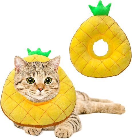 HYLYUN Cat Recovery Collar - Cute Pineapple Neck Cat Cones After Surgery, Adjustable Cat E Collar, Surgery Recovery Elizabethan Collars for Kitten and Cats in Kuwait
