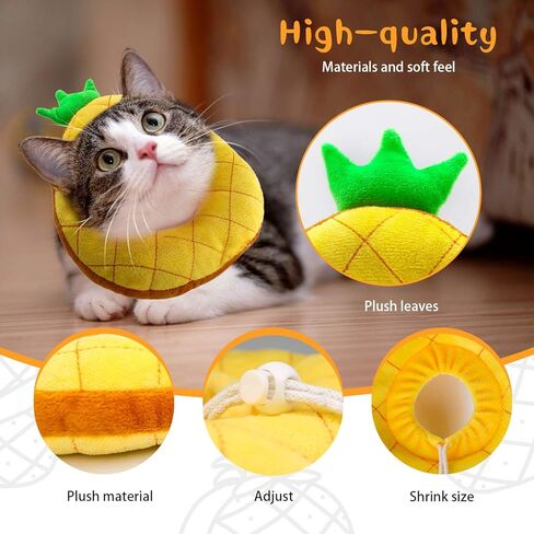 HYLYUN Cat Recovery Collar - Cute Pineapple Neck Cat Cones After Surgery, Adjustable Cat E Collar, Surgery Recovery Elizabethan Collars for Kitten and Cats in Kuwait