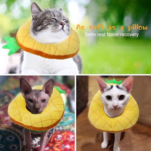 HYLYUN Cat Recovery Collar - Cute Pineapple Neck Cat Cones After Surgery, Adjustable Cat E Collar, Surgery Recovery Elizabethan Collars for Kitten and Cats in Kuwait