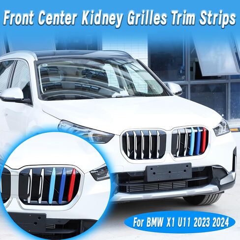 Car Front Center Kidney Grilles Trim Strips Compatible with BMW X1 U11 2023 2024 3PCS,Front Grilles Insert Trim,Hood Air Intake Grille Insert Cover Trim Made of ABS Plastic (Plastic) in Saudi Arabia