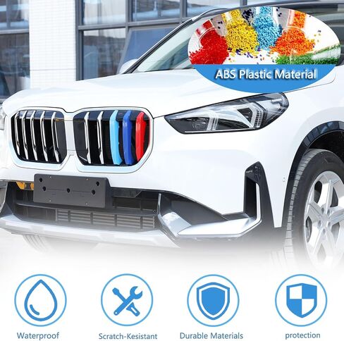 Car Front Center Kidney Grilles Trim Strips Compatible with BMW X1 U11 2023 2024 3PCS,Front Grilles Insert Trim,Hood Air Intake Grille Insert Cover Trim Made of ABS Plastic (Plastic) in Saudi Arabia