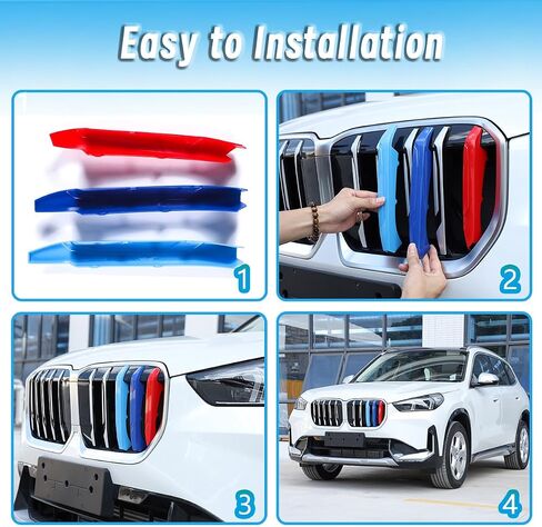 Car Front Center Kidney Grilles Trim Strips Compatible with BMW X1 U11 2023 2024 3PCS,Front Grilles Insert Trim,Hood Air Intake Grille Insert Cover Trim Made of ABS Plastic (Plastic) in Saudi Arabia