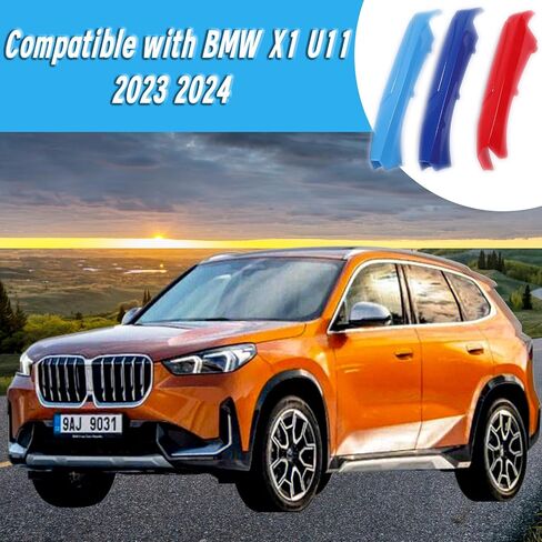 Car Front Center Kidney Grilles Trim Strips Compatible with BMW X1 U11 2023 2024 3PCS,Front Grilles Insert Trim,Hood Air Intake Grille Insert Cover Trim Made of ABS Plastic (Plastic) in Saudi Arabia