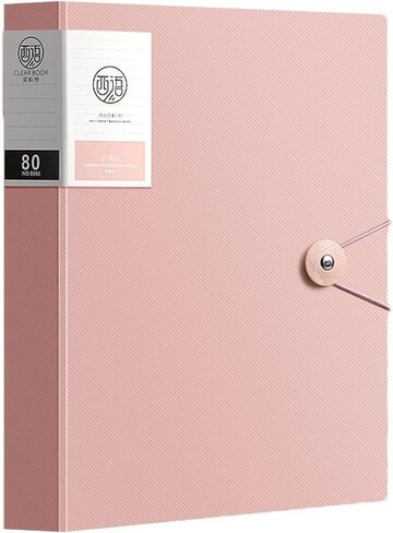 A4 80 Pockets 160/Sides Display Book Paper Document Holder, Business Presentation Book Presentation Folder (80 Pocket Pink) in Saudi Arabia