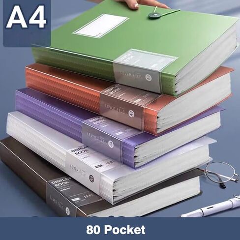 A4 80 Pockets 160/Sides Display Book Paper Document Holder, Business Presentation Book Presentation Folder (80 Pocket Pink) in Saudi Arabia