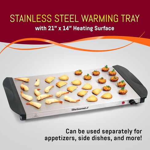 Elite Gourmet EWM-6171 Triple 3 x 2.5 Qt. Trays, Buffet Server, Food Warmer Temperature Control, Clear Slotted Lids, Perfect for Parties, Entertaining & Holidays, 7.5 Qt Total, Stainless Steel in Saudi Arabia
