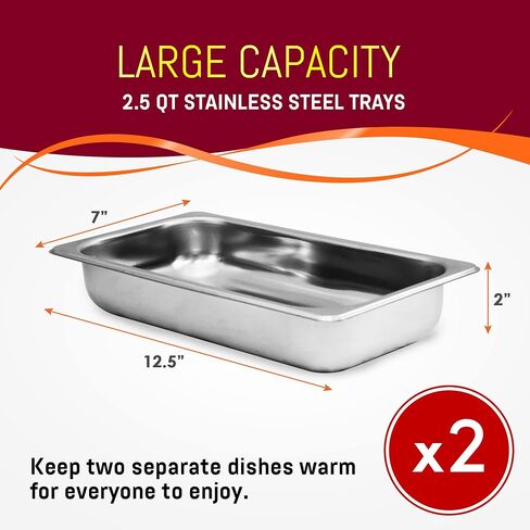 Elite Gourmet EWM-6171 Triple 3 x 2.5 Qt. صواني، خادم بوفيه، تحكم في درجة حرارة سخان الطعام، أغطية مشقوقة شفافة، مثالية للحفلات والترفيه والعطلات، إجمالي 7.5 لتر، من الفولاذ المقاوم للصدأ in Kuwait