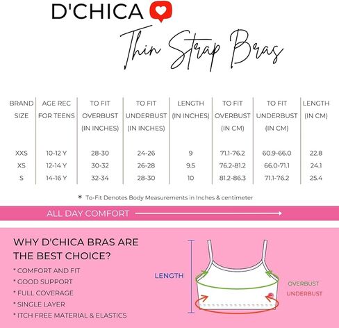 حمالة صدر رياضية للمراهقين من القطن من DChica مع طبقة أمامية واحدة - عبوة من 10 قطع in Saudi Arabia