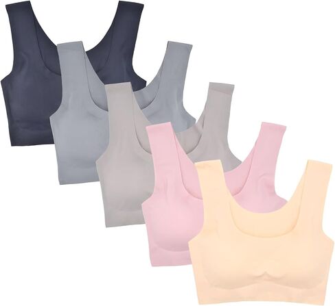 VeaRin Training Bras for Tweens Girls 12-18 Sports Seamless Lightweight Bra Design with Removable Padding 32A Bras 5 Pack in Saudi Arabia