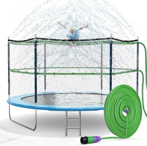 Jasonwell Trampoline Sprinkler Kids Outdside: إكسسوارات الترامبولين Waterpark Tropical Party Summer Outdoor Fun Water Games Toys Sprinklers Backyard Water Park نشاط لعبة للأطفال الأولاد البنات (39FT) in Kuwait