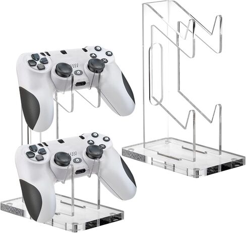 حامل تحكم أكريليك من Hacaroa مكون من قطعتين، حامل عالمي مزدوج لوحدة التحكم في الألعاب، حامل عرض لملحقات الألعاب لأنواع وحدات التحكم، منظم خزانة سطح الطاولة in Kuwait