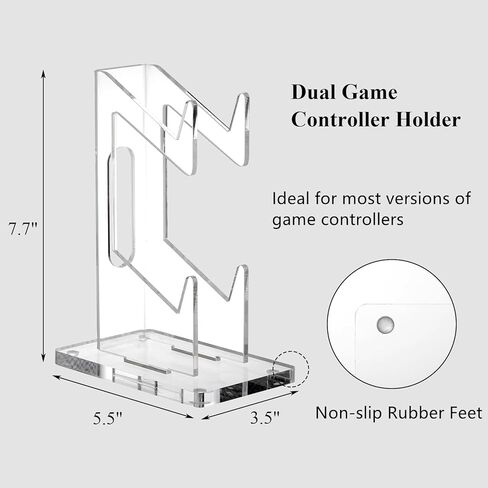 حامل تحكم أكريليك من Hacaroa مكون من قطعتين، حامل عالمي مزدوج لوحدة التحكم في الألعاب، حامل عرض لملحقات الألعاب لأنواع وحدات التحكم، منظم خزانة سطح الطاولة in Kuwait