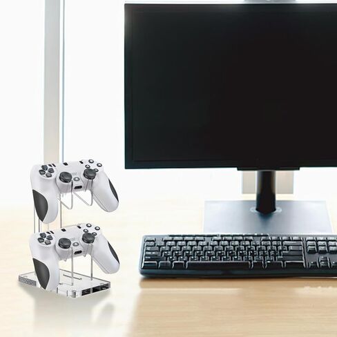 حامل تحكم أكريليك من Hacaroa مكون من قطعتين، حامل عالمي مزدوج لوحدة التحكم في الألعاب، حامل عرض لملحقات الألعاب لأنواع وحدات التحكم، منظم خزانة سطح الطاولة in Kuwait