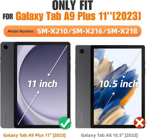 حافظة SEYMAC لهاتف Samsung Galaxy Tab A9+ Plus 11 بوصة، حافظة للنوم/الاستيقاظ التلقائي مع حامل مغناطيسي متعدد الزوايا، فتحة بطاقة لجهاز Galaxy Tab A9+/ A9 Plus 11 بوصة SM-X210/X216/X218، (أسود) in Kuwait