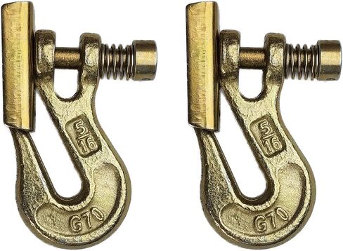 Grade 70 Pin Lock Clevis Grab Hook with Latch, for Tow Winch Trailer, Logging, Yellow Zinc Chromate Finish (5/16-4pcs) in Saudi Arabia