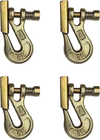 Grade 70 Pin Lock Clevis Grab Hook with Latch, for Tow Winch Trailer, Logging, Yellow Zinc Chromate Finish (5/16-4pcs) in Saudi Arabia