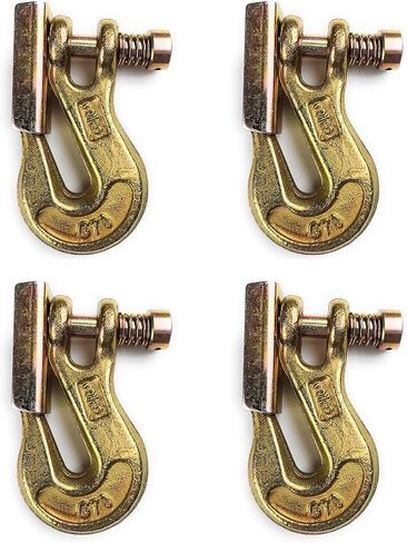 Grade 70 Pin Lock Clevis Grab Hook with Latch, for Tow Winch Trailer, Logging, Yellow Zinc Chromate Finish (5/16-4pcs) in Saudi Arabia