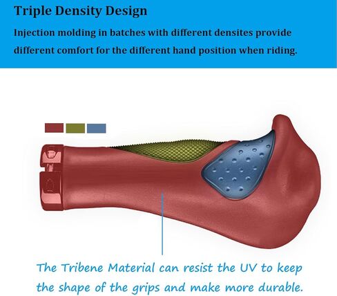 مقبض مقود تشريحي مريح، ملحقات طرفية ثلاثية الكثافة، ناعمة ومضادة للانزلاق وممتصة للصدمات، قفل CNC G2 مريح للدراجات MTB XC FR BMX Cyling in Kuwait