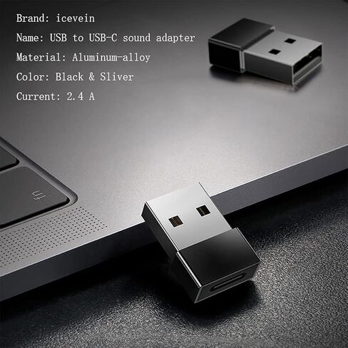 بطاقة صوت ستيريو خارجية بمحول صوت USB من ICEVEIN مع مقبس USB-C، ومحول USB C أنثى إلى USB ذكر [عبوة من قطعتين]، لأجهزة Windows وMac وLinux والهواتف وأجهزة الكمبيوتر الشخصية وأجهزة الكمبيوتر المحمولة وأجهزة الكمبيوتر المكتبية وPS5 (أسود وفضي) in Saudi Arabia