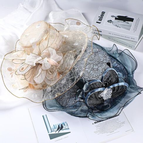 قبعات كنتاكي ديربي الساحرة - ساحرة الكنيسة الوردية خفيفة الوزن لحفلة كنتاكي ديربي، قبعة زهرة أنيقة لحفلات الشاي للسيدات لحفلات زفاف العروس in Kuwait