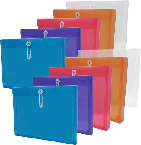 Legal Size Poly String Envelope with Expandable Gusset,Clear Poly Reusable File Folders Project Paper Documents Organizer for Office School Home, 10 Pack in Saudi Arabia