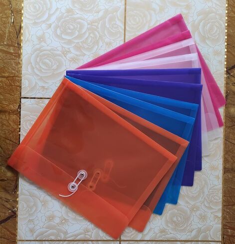Legal Size Poly String Envelope with Expandable Gusset,Clear Poly Reusable File Folders Project Paper Documents Organizer for Office School Home, 10 Pack in Saudi Arabia
