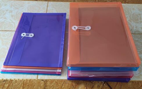 Legal Size Poly String Envelope with Expandable Gusset,Clear Poly Reusable File Folders Project Paper Documents Organizer for Office School Home, 10 Pack in Saudi Arabia