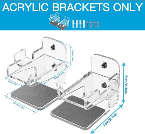 CaSZLUTION Wall Mount for Nintendo Switch and Switch OLED, 1 Pair Acrylic Switch Wall Mount Kit Shelf Stand with 2 Joy Con Hanger, Safely Store Switch Console Near or Behind TV - Clear in Saudi Arabia
