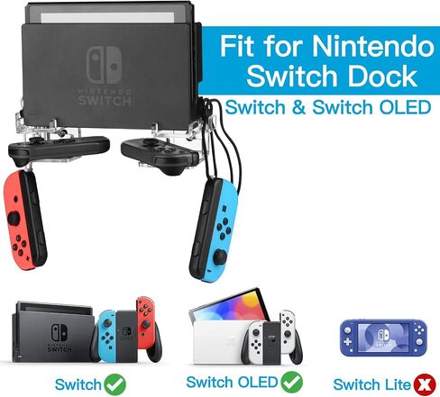 CaSZLUTION Wall Mount for Nintendo Switch and Switch OLED, 1 Pair Acrylic Switch Wall Mount Kit Shelf Stand with 2 Joy Con Hanger, Safely Store Switch Console Near or Behind TV - Clear in Saudi Arabia
