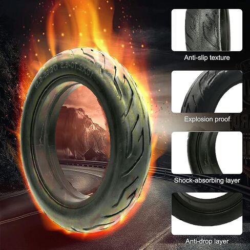 Solid Tire 10 Inch, 10X2.70-6.5 70/65-6.5 Scooter Airless Puncture-Proof Design Explosion-Proof Solid Rubber Tires, tubeless Tires Wheels Replacement Anti-Skid Wear-Resistant in Saudi Arabia