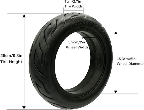 Solid Tire 10 Inch, 10X2.70-6.5 70/65-6.5 Scooter Airless Puncture-Proof Design Explosion-Proof Solid Rubber Tires, tubeless Tires Wheels Replacement Anti-Skid Wear-Resistant in Saudi Arabia