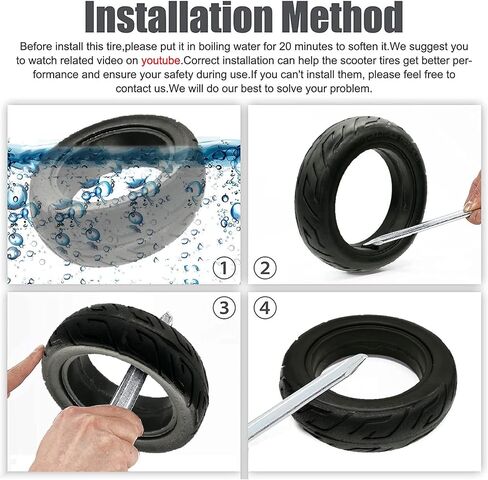 Solid Tire 10 Inch, 10X2.70-6.5 70/65-6.5 Scooter Airless Puncture-Proof Design Explosion-Proof Solid Rubber Tires, tubeless Tires Wheels Replacement Anti-Skid Wear-Resistant in Saudi Arabia
