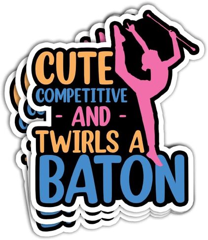 SUNHADO (3 قطع) ملصق باتون لطيف تنافسي ودوار، ملصقات باتون دوارة، ملصقات باتون دوارة، ملصقات دوارة لمحبي التدوير الرياضي، هدايا زينة الكمبيوتر المحمول، نافذة السيارة 3 × 4 بوصة in Kuwait