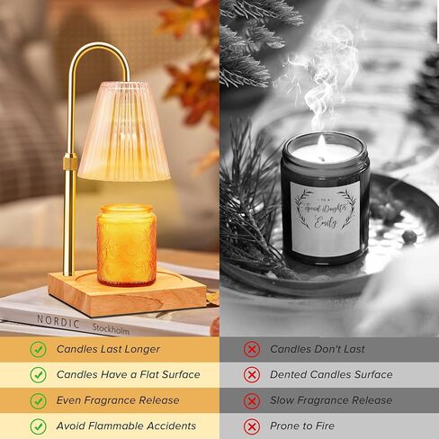 Candle Warmer Lamp with Timer, Electric Candle Warmer for Scented Candles, Dimmable Wax Melt Warmer Lamp for Room Home Decor, Adjustable Height with 2 Bulbs (Amber) in Saudi Arabia