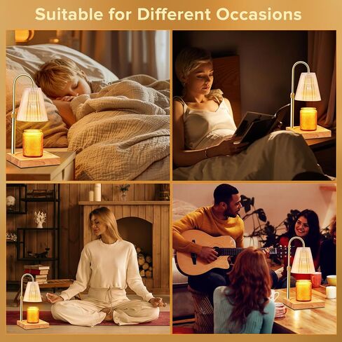 Candle Warmer Lamp with Timer, Electric Candle Warmer for Scented Candles, Dimmable Wax Melt Warmer Lamp for Room Home Decor, Adjustable Height with 2 Bulbs (Amber) in Saudi Arabia