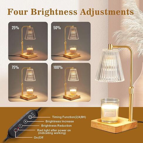 مصباح تدفئة الشموع مع مؤقت وخافت، مصباح تدفئة الشموع الكهربائية لشموع البرطمان، سخان شمع الشمع مع لمبات تسخين 2 × 50 وات، هدايا عيد الأم للأم، قاعدة من خشب الجوز in Kuwait