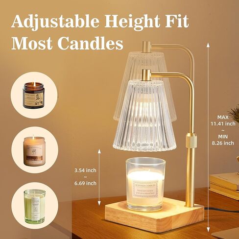 مصباح تدفئة الشموع مع مؤقت وخافت، مصباح تدفئة الشموع الكهربائية لشموع البرطمان، سخان شمع الشمع مع لمبات تسخين 2 × 50 وات، هدايا عيد الأم للأم، قاعدة من خشب الجوز in Kuwait