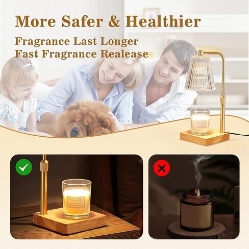 مصباح تدفئة الشموع مع مؤقت وخافت، مصباح تدفئة الشموع الكهربائية لشموع البرطمان، سخان شمع الشمع مع لمبات تسخين 2 × 50 وات، هدايا عيد الأم للأم، قاعدة من خشب الجوز in Kuwait