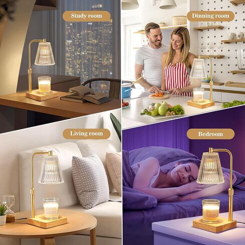 مصباح تدفئة الشموع مع مؤقت وخافت، مصباح تدفئة الشموع الكهربائية لشموع البرطمان، سخان شمع الشمع مع لمبات تسخين 2 × 50 وات، هدايا عيد الأم للأم، قاعدة من خشب الجوز in Kuwait