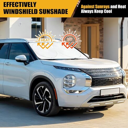 Car Windshield Sun Shade - Foldable Car Sun Shade Protection with Storage Bag, Reflective Car Window Shades for Front Windshield, Cool Sun Blocker for Car, Truck, SUV Automotive (59''L x 33''W) in Saudi Arabia