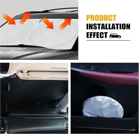 Car Windshield Sun Shade - Foldable Car Sun Shade Protection with Storage Bag, Reflective Car Window Shades for Front Windshield, Cool Sun Blocker for Car, Truck, SUV Automotive (59''L x 33''W) in Saudi Arabia
