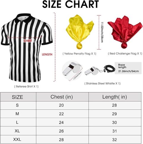 FitsT4 قميص الحكم الرجالي 4 قطع جيرسي الحكم الرسمي مع صافرة علم عقوبة أصفر وأحمر شريط أبيض وأسود in Kuwait